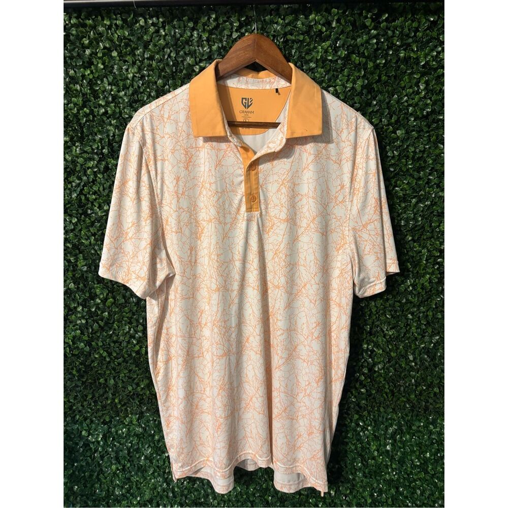 Graham Luxe Orange Polo Sz Large Golf Athletic Performance